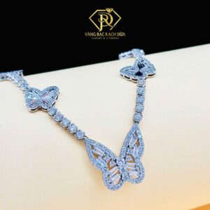 Dây chuyền vàng trắng đính đá 002